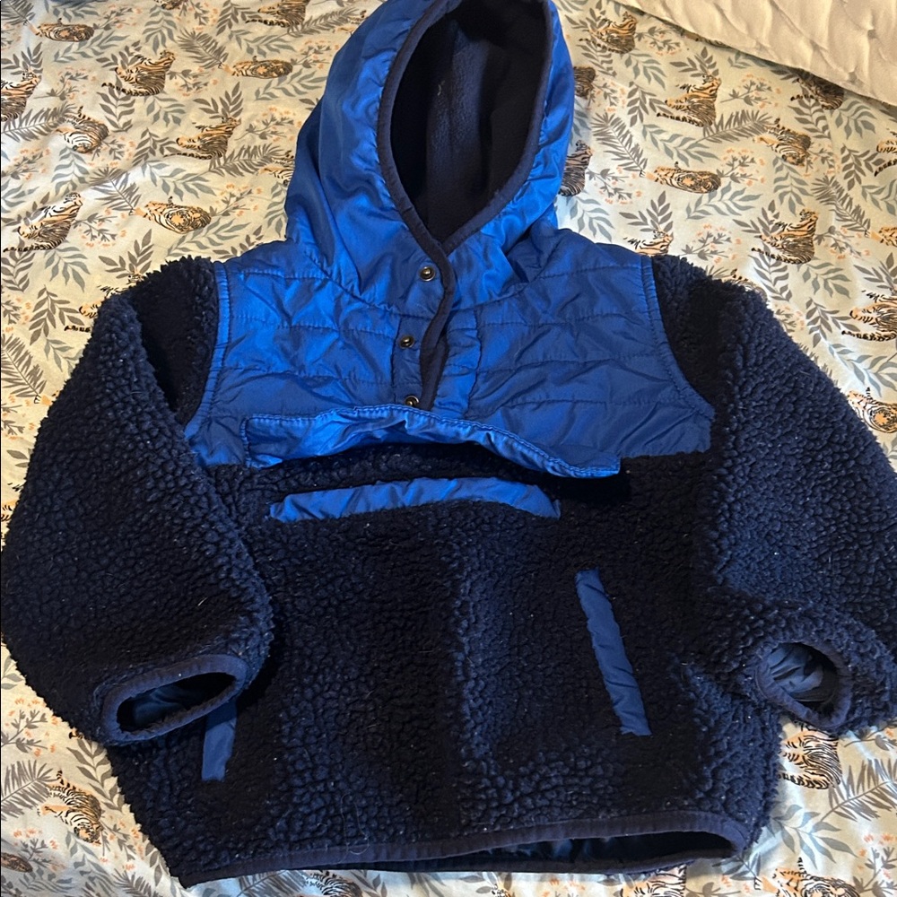 1 Madison Navy and Royal Blue Sherpa Hoodie Jacket - 3T